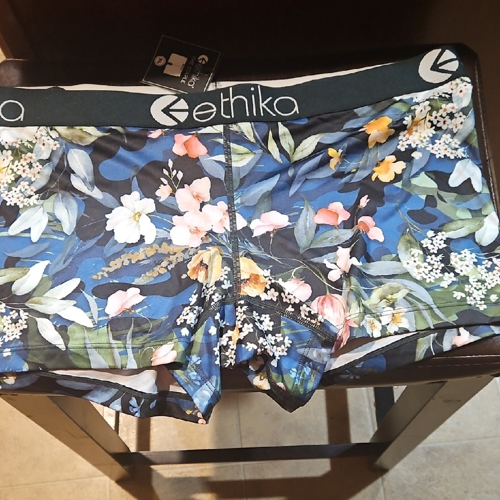 Ethika Women's Floral Athletic Shorts - Blue, Black, and Multicolor